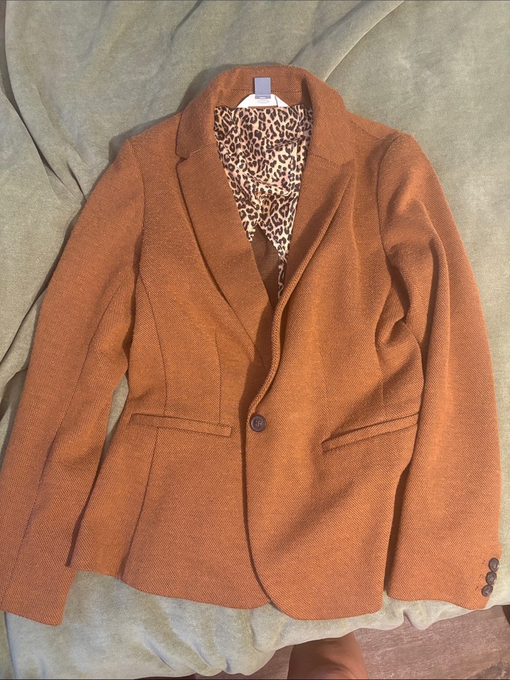 Old Navy Women's Rust-Toned Single-Button Blazer with Leopard Lining